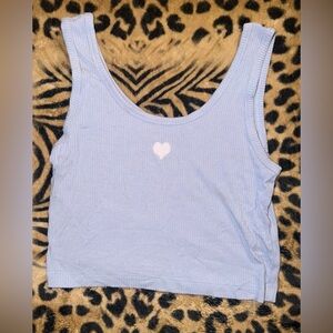 Liz & Sara Light Blue Crop Top With White Heart